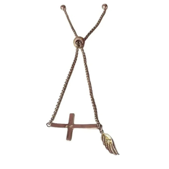 Gold Cross Rhinestone Wing Bracelet - Picture 2 of 2